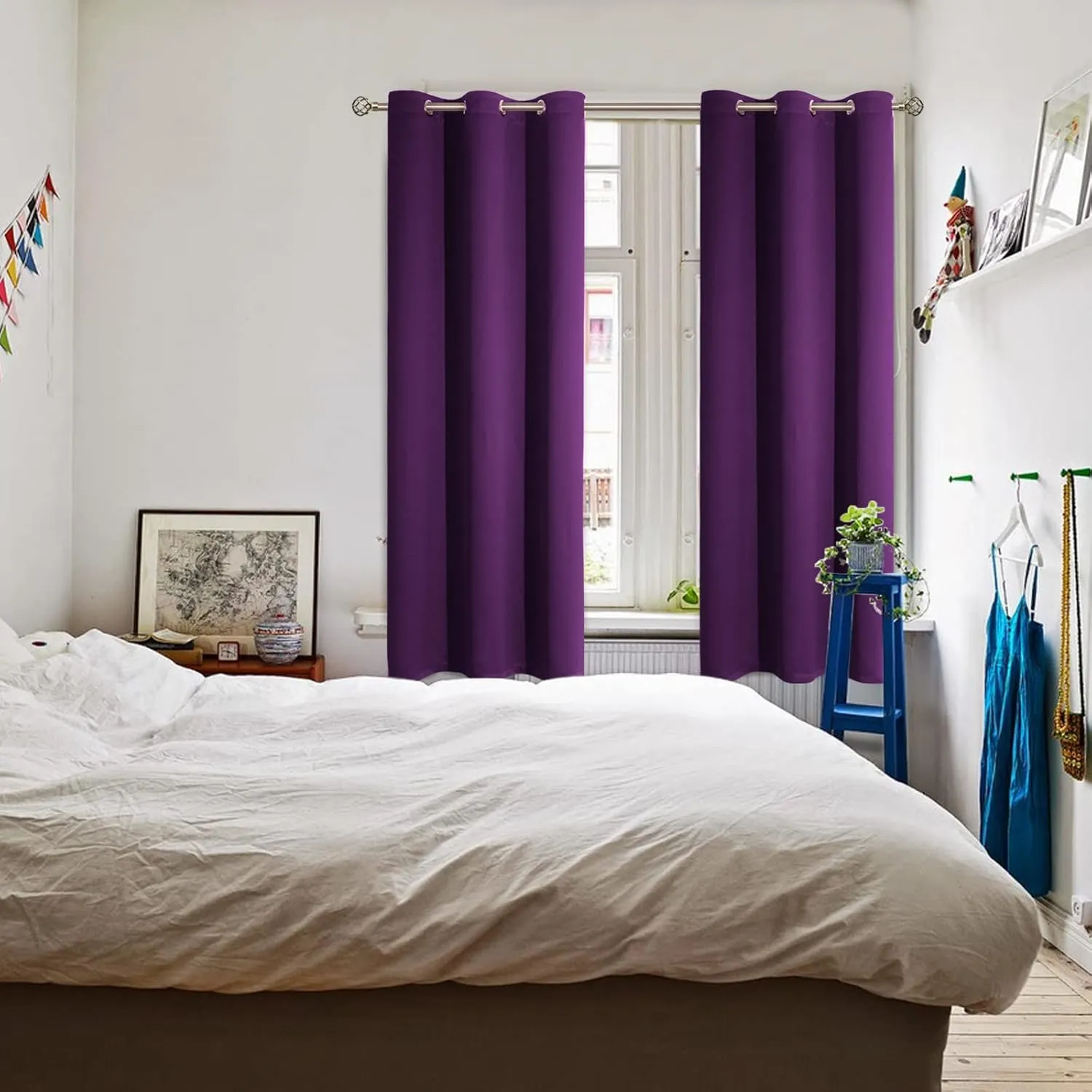 BGment Blackout Curtains - Grommet Thermal Insulated Room Darkening Bedroom and Living Room Curtain, Set of 2 Panels (42 x 63 Inch, Royal Purple)