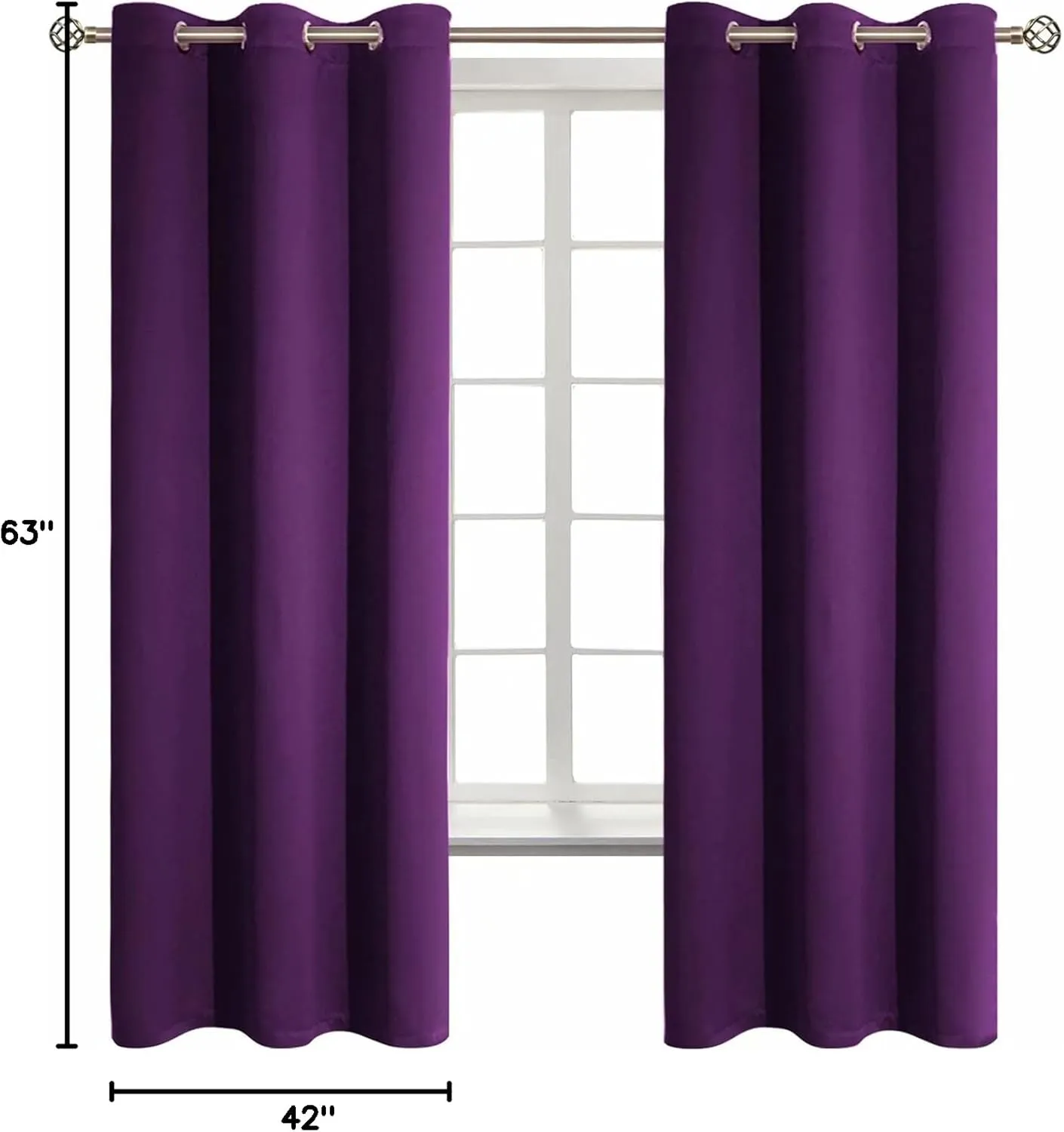 BGment Blackout Curtains - Grommet Thermal Insulated Room Darkening Bedroom and Living Room Curtain, Set of 2 Panels (42 x 63 Inch, Royal Purple)