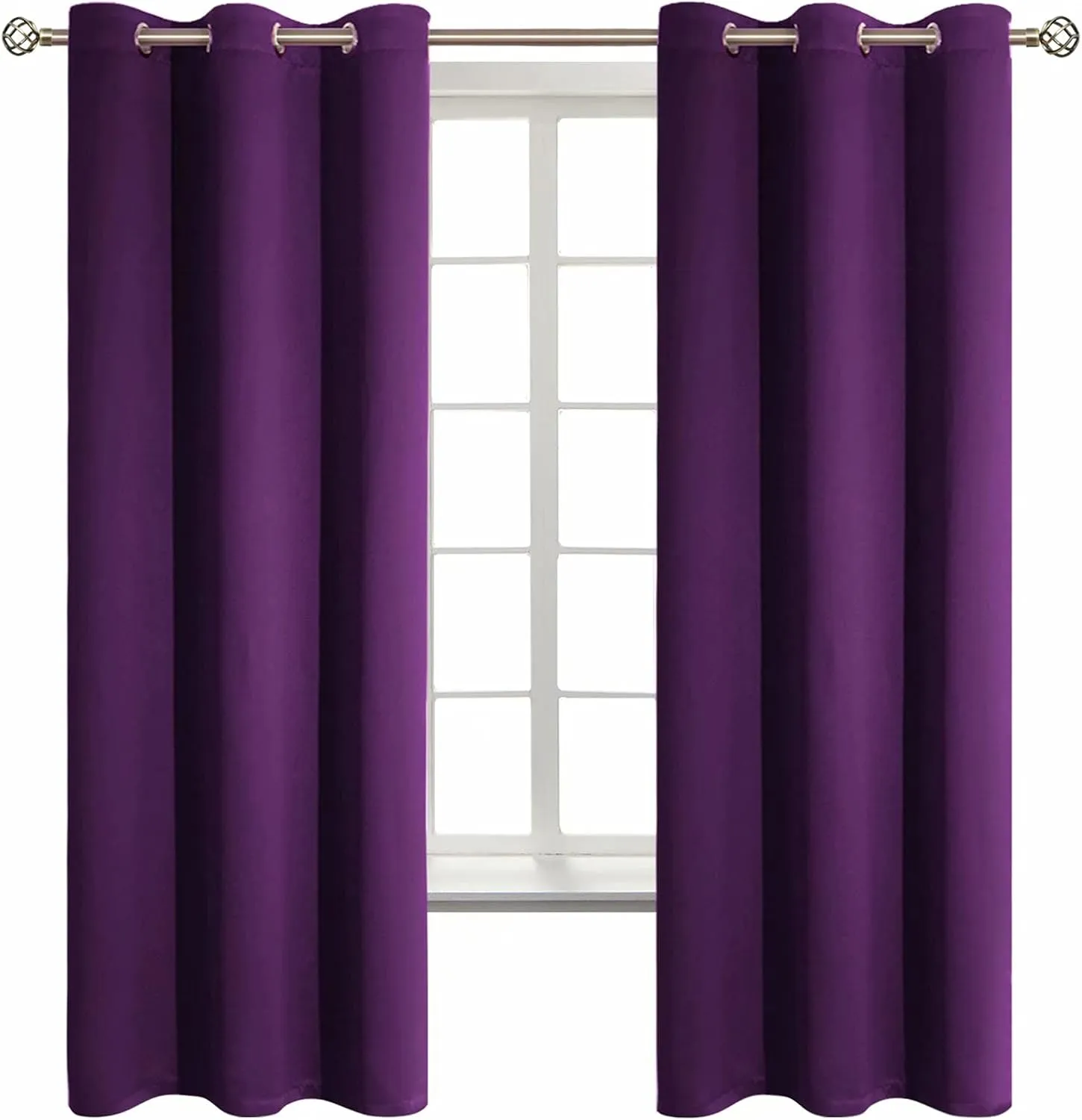 BGment Blackout Curtains - Grommet Thermal Insulated Room Darkening Bedroom and Living Room Curtain, Set of 2 Panels (42 x 63 Inch, Royal Purple)