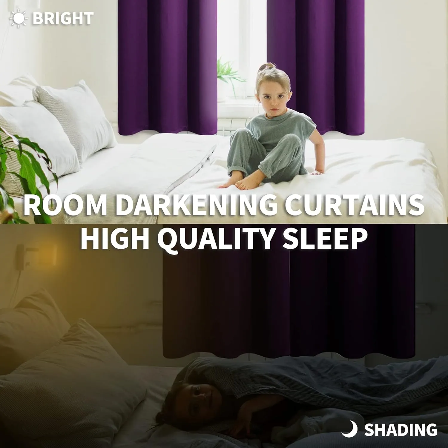 BGment Blackout Curtains - Grommet Thermal Insulated Room Darkening Bedroom and Living Room Curtain, Set of 2 Panels (42 x 63 Inch, Royal Purple)