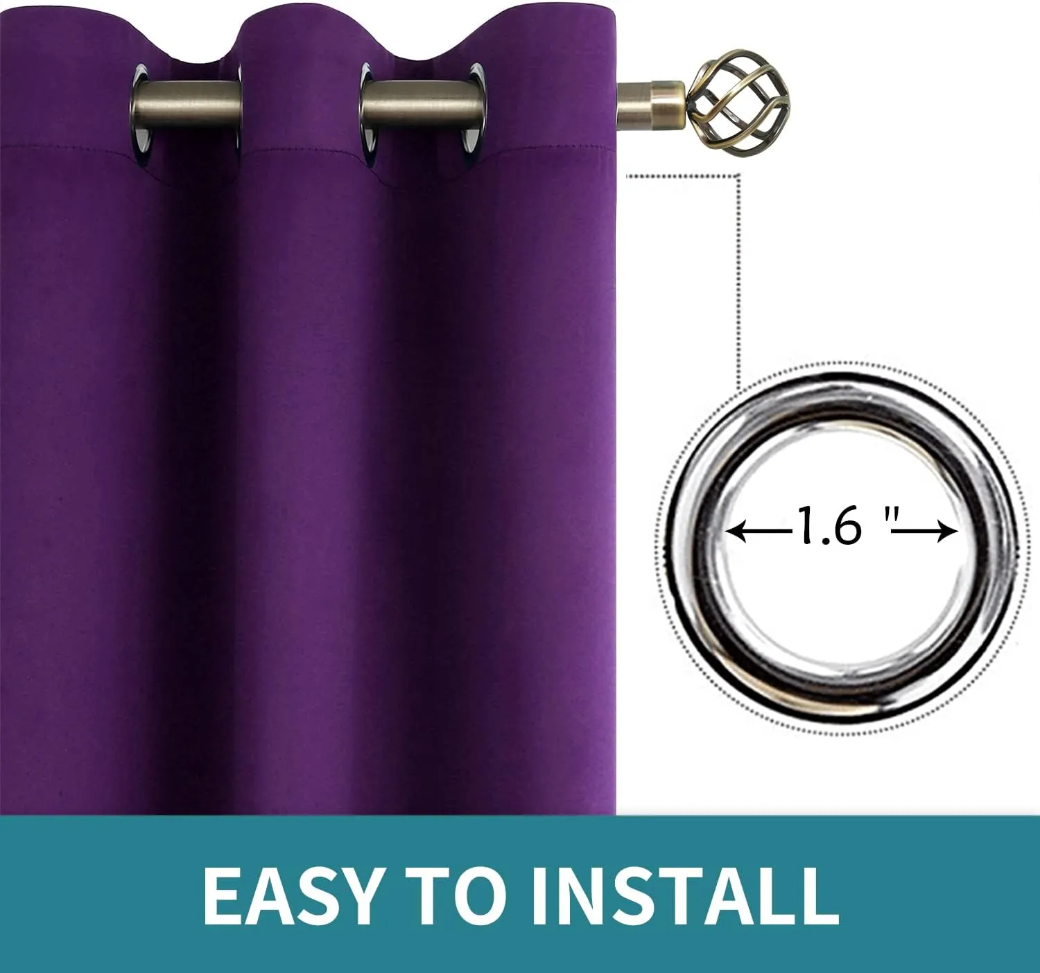 BGment Blackout Curtains - Grommet Thermal Insulated Room Darkening Bedroom and Living Room Curtain, Set of 2 Panels (42 x 63 Inch, Royal Purple)