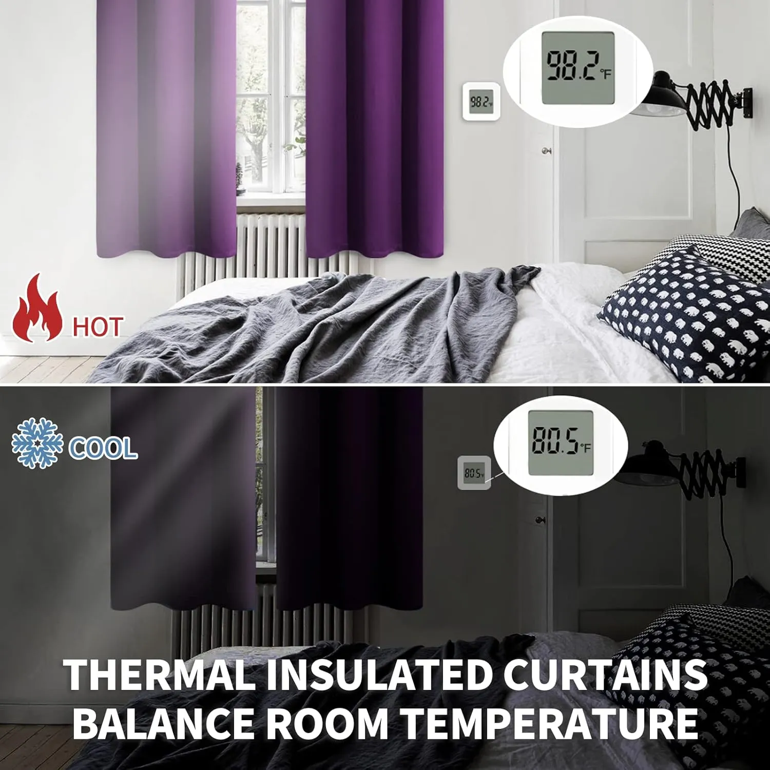 BGment Blackout Curtains - Grommet Thermal Insulated Room Darkening Bedroom and Living Room Curtain, Set of 2 Panels (42 x 63 Inch, Royal Purple)