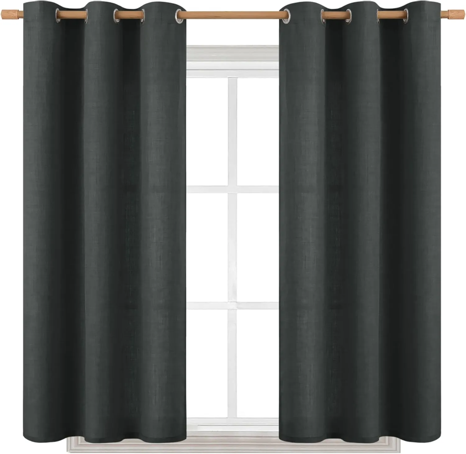 BGment Curtains 45 Inch Length 2 Panels Set for Bedroom, Grommet Thick Linen Look Burlap Textured Light Filtering Privacy Window Drapes for Farmhouse Living Room, 42 x 45 Inch, Dark Grey