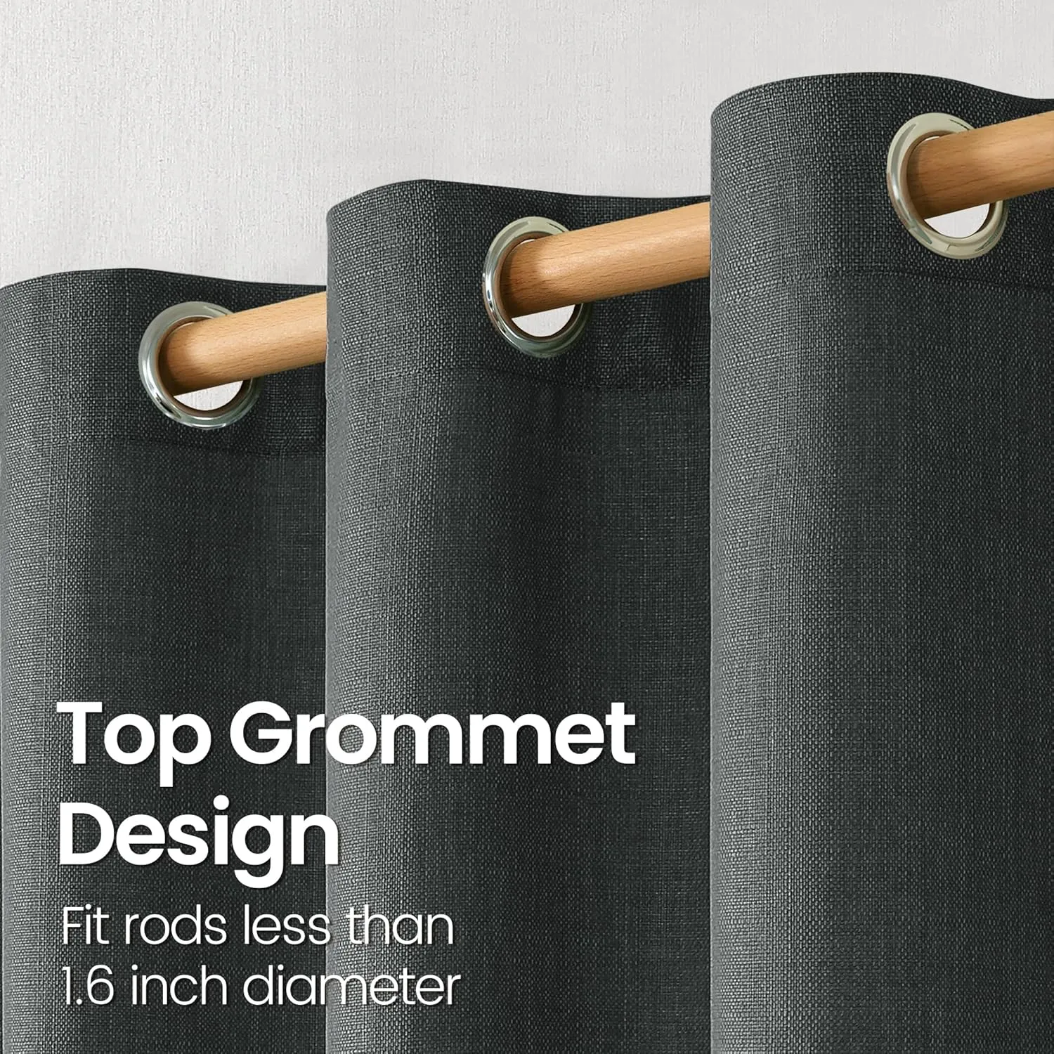 BGment Curtains 45 Inch Length 2 Panels Set for Bedroom, Grommet Thick Linen Look Burlap Textured Light Filtering Privacy Window Drapes for Farmhouse Living Room, 42 x 45 Inch, Dark Grey