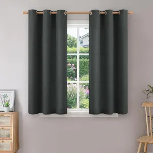 BGment Curtains 45 Inch Length 2 Panels Set for Bedroom, Grommet Thick Linen Look Burlap Textured Light Filtering Privacy Window Drapes for Farmhouse Living Room, 42 x 45 Inch, Dark Grey