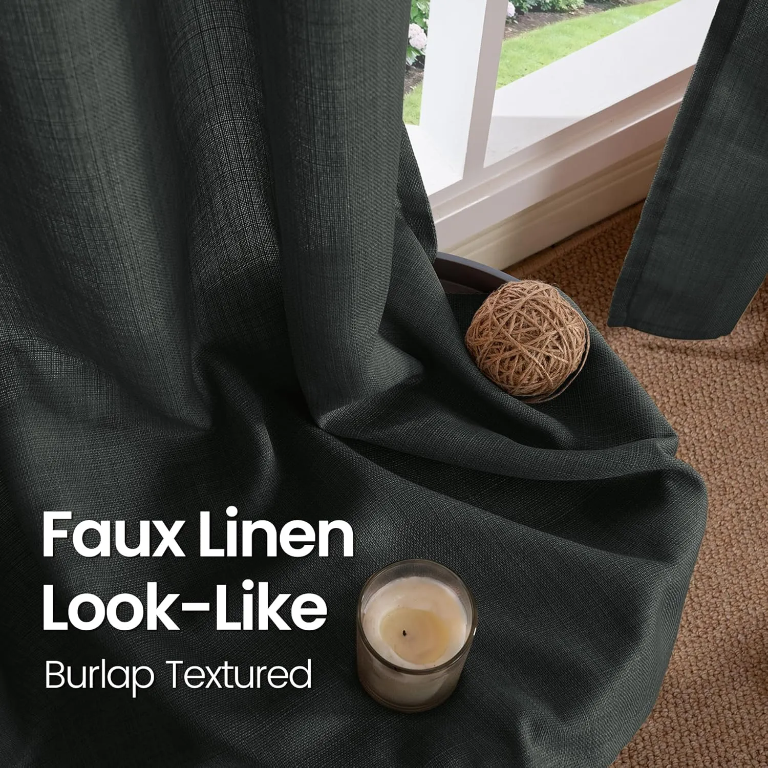 BGment Faux Linen Curtains for Living Room 84 Inch Length 2 Panels Set, Burlap Textured Thick Long Curtains Light Filtering Privacy Window Drapes with Grommet, 52 Inch Wide Each Panel, Dark Grey