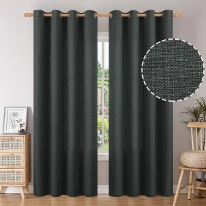 BGment Faux Linen Curtains for Living Room 84 Inch Length 2 Panels Set, Burlap Textured Thick Long Curtains Light Filtering Privacy Window Drapes with Grommet, 52 Inch Wide Each Panel, Dark Grey