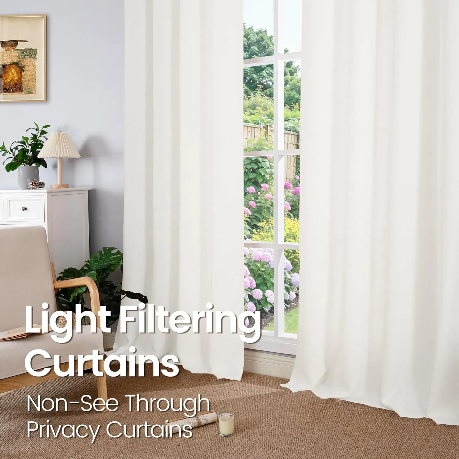 BGment Ivory Linen Curtains 84 Inches Long for Living Room/Bedroom, Natural Light Filtering Window Drapes with Grommet,Set of 2 Panels, Each 52 Inch Wide