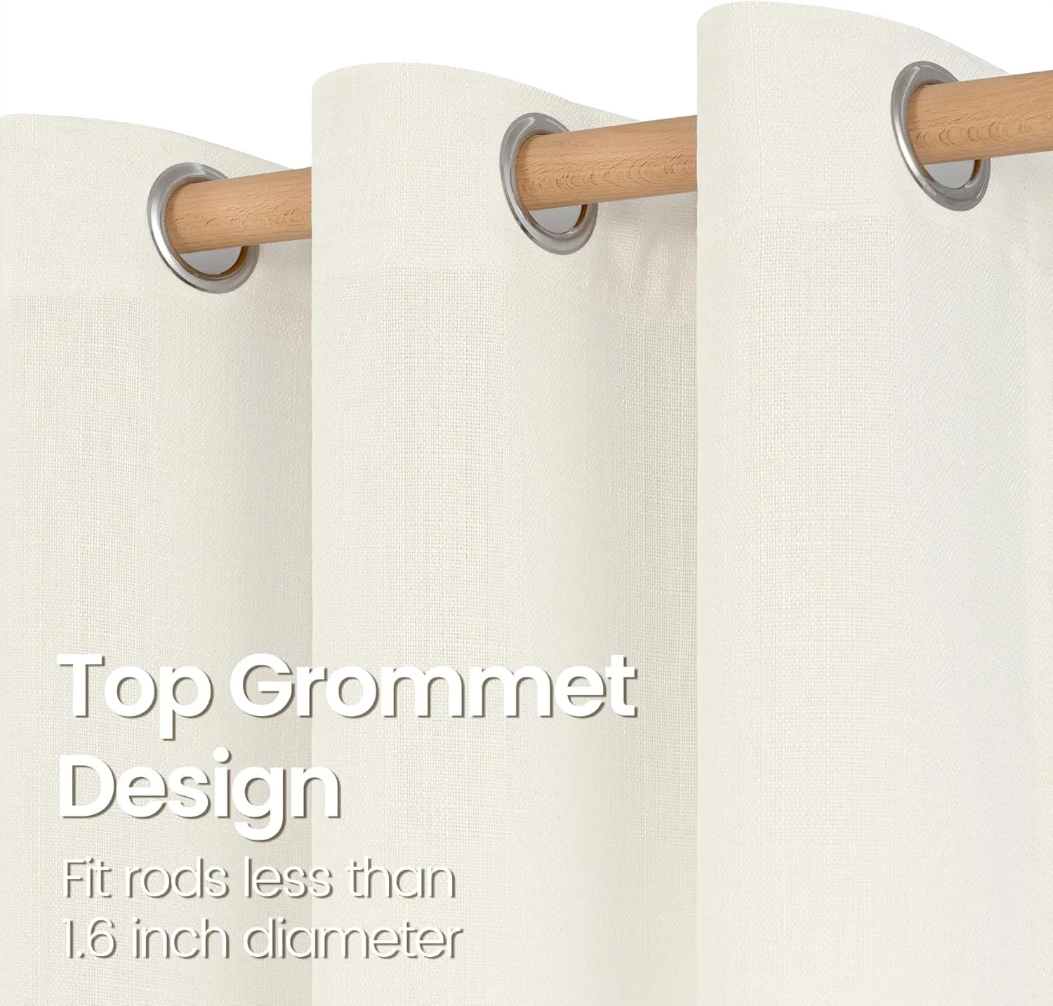BGment Ivory Linen Curtains 84 Inches Long for Living Room/Bedroom, Natural Light Filtering Window Drapes with Grommet,Set of 2 Panels, Each 52 Inch Wide