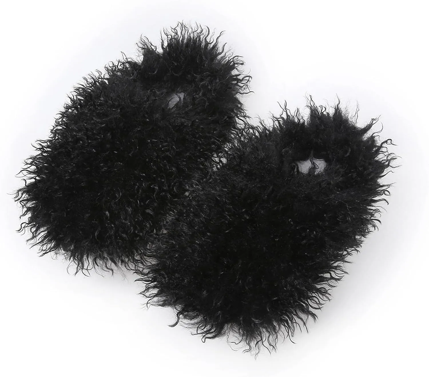 Big Fuzzy Faux Fur Slippers, Unisex Fuzzy Wool-Like House Slides, Women's Warm Plush Fluffy Long Hair Sheep Slip on Shoes