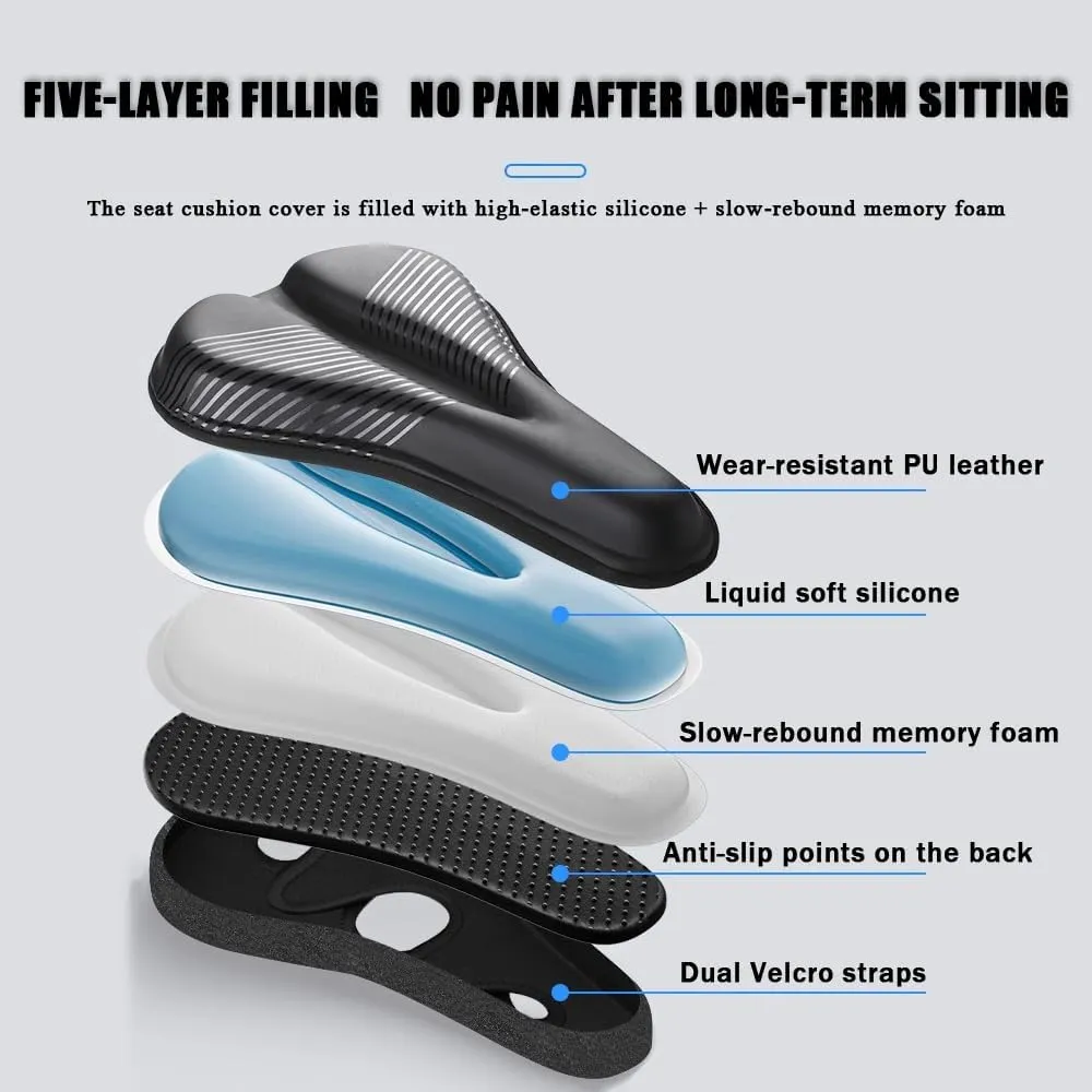 Bike Seat Cushion for Diamondback Andean Arden 3 Ascent EX Atroz 1 Axis Pro, Memory Foam & Gel Padded Cover Bicycle Seat for Men Women Shock-Absorbing Comfort Bike Seat Pad,A