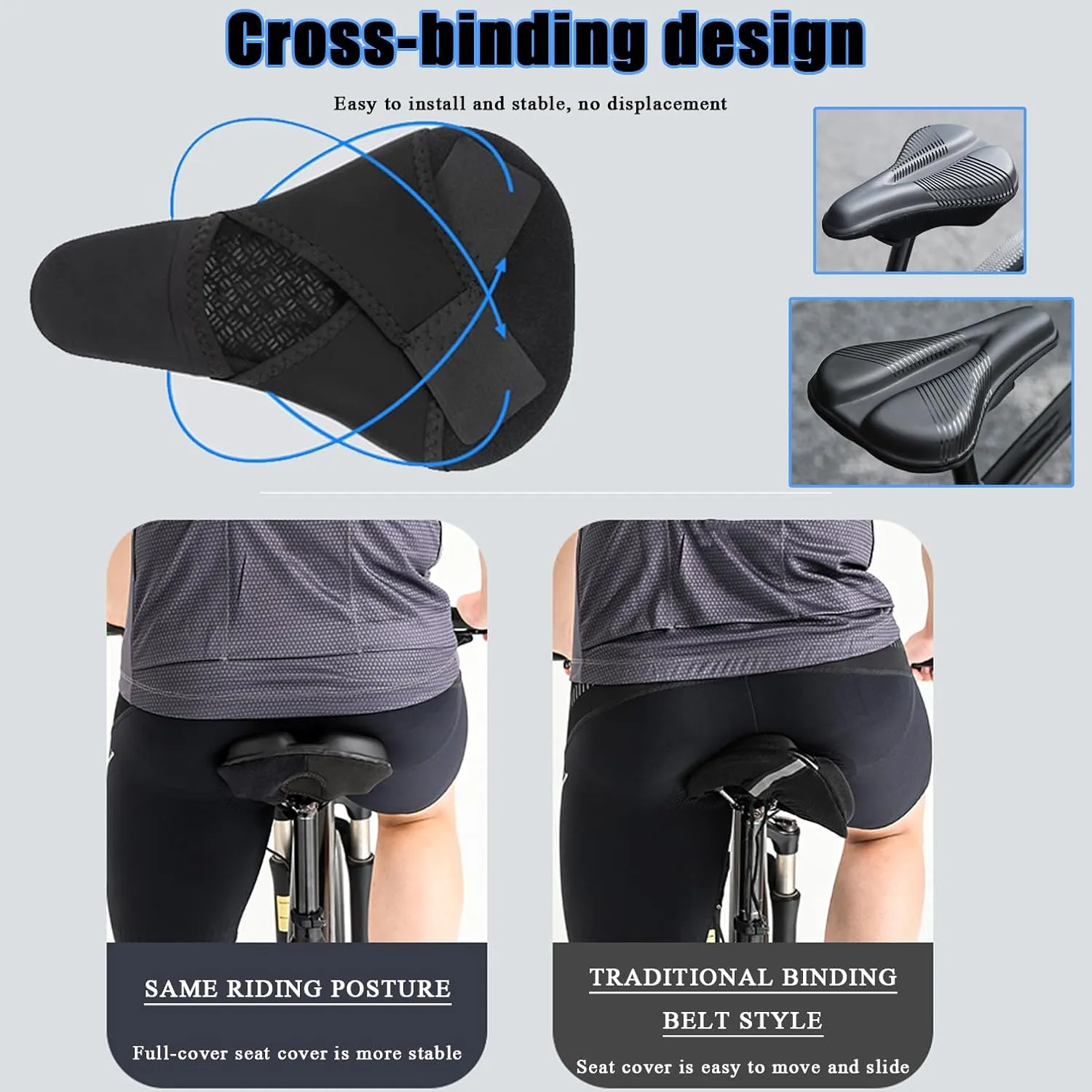 Bike Seat Cushion for Diamondback Andean Arden 3 Ascent EX Atroz 1 Axis Pro, Memory Foam & Gel Padded Cover Bicycle Seat for Men Women Shock-Absorbing Comfort Bike Seat Pad,A