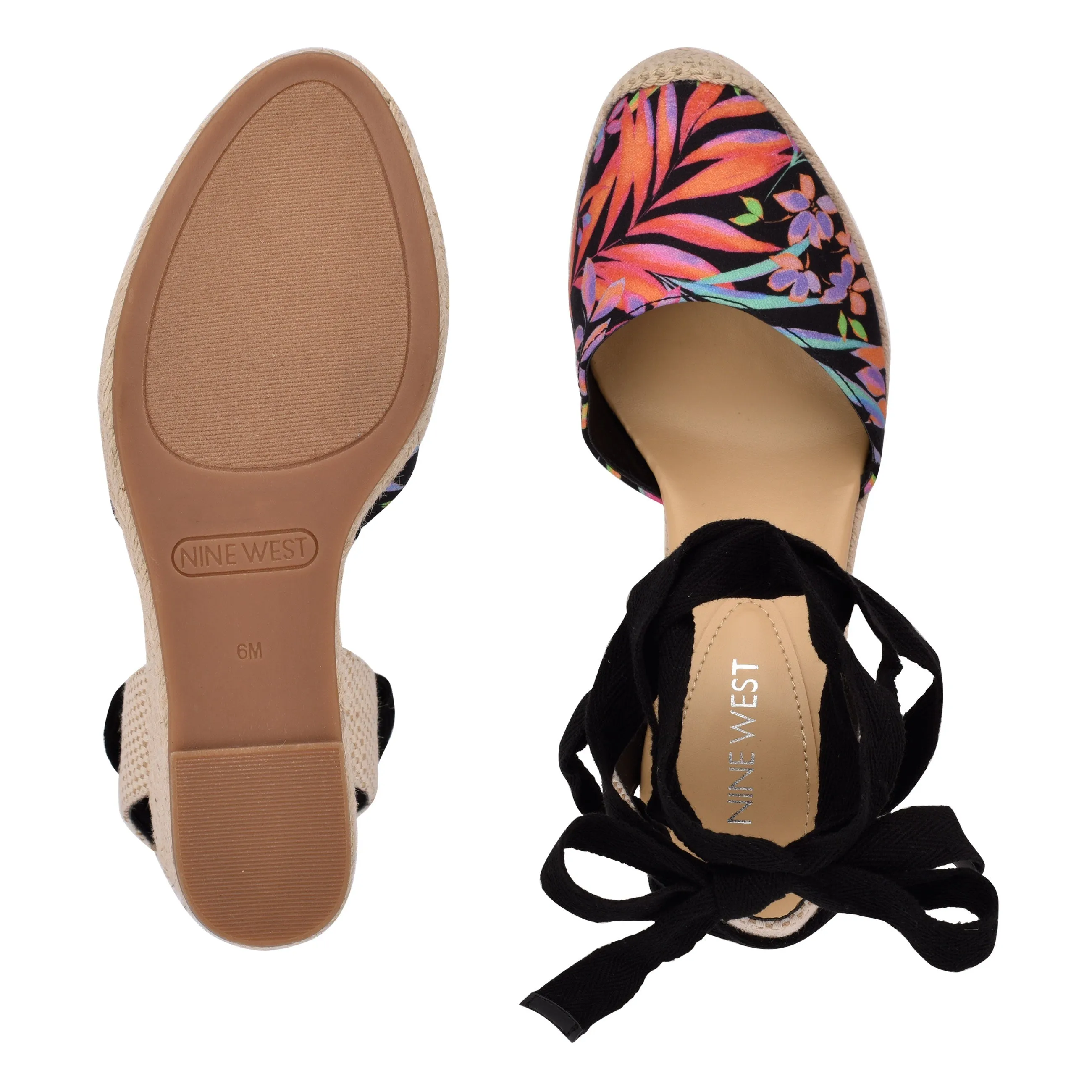 Black Advanced Ankle Closed Rounded Wedges Espadrille Toe All-in-one Sandals Nine Multi West Wrap