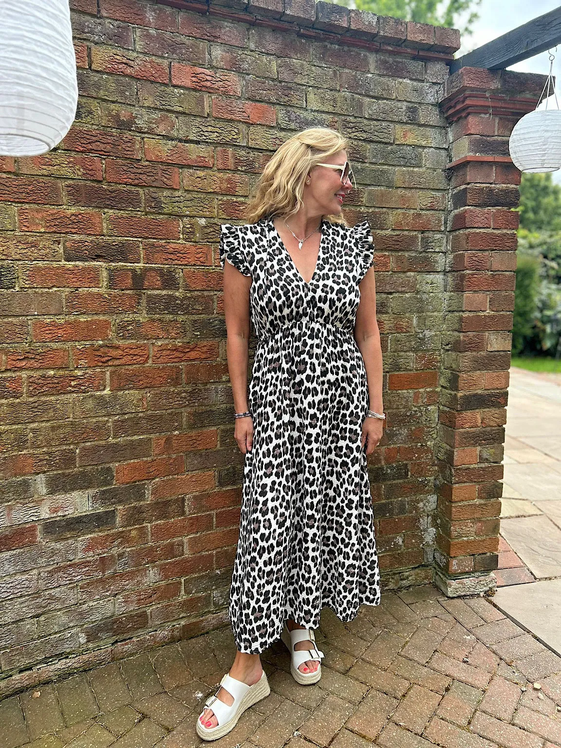 Black Bubble Cotton Leopard Frill Dress Lara