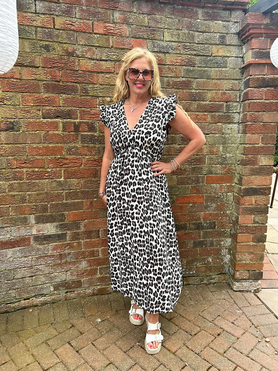 Black Bubble Cotton Leopard Frill Dress Lara