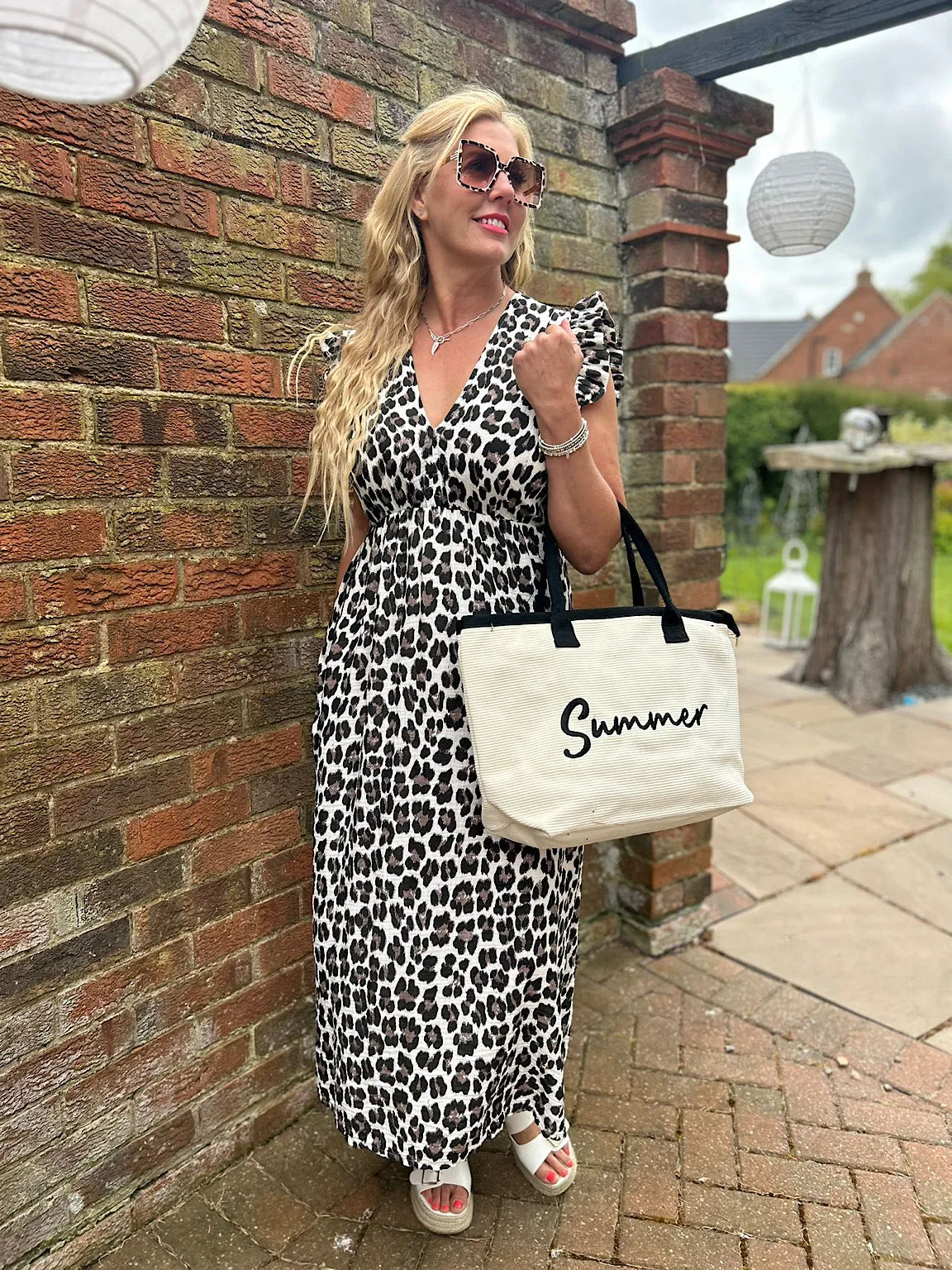 Black Bubble Cotton Leopard Frill Dress Lara