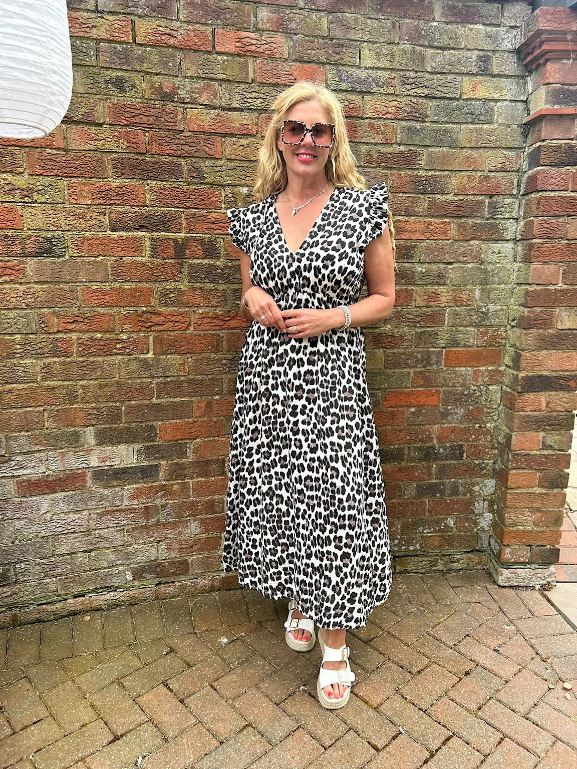 Black Bubble Cotton Leopard Frill Dress Lara
