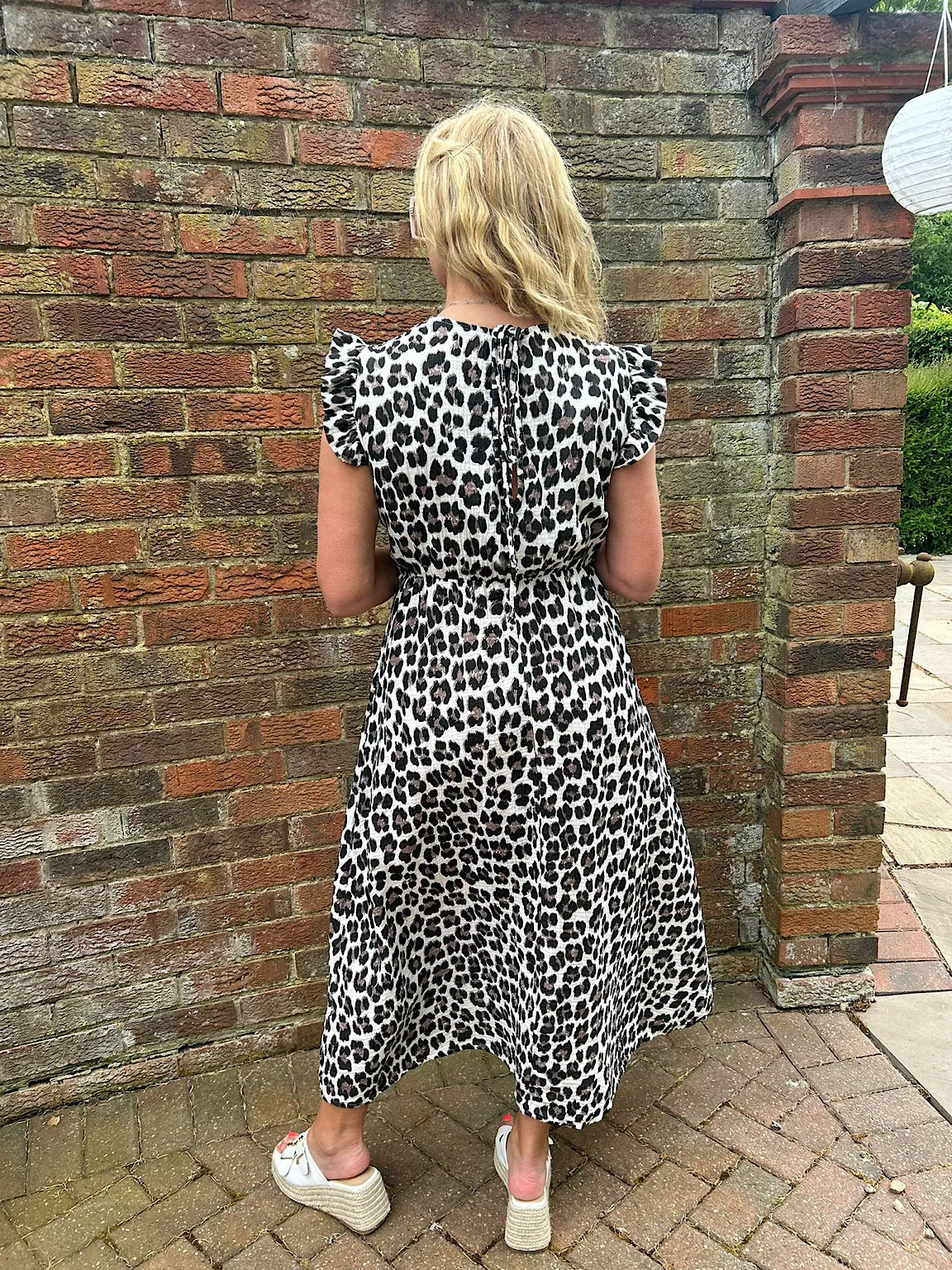 Black Bubble Cotton Leopard Frill Dress Lara