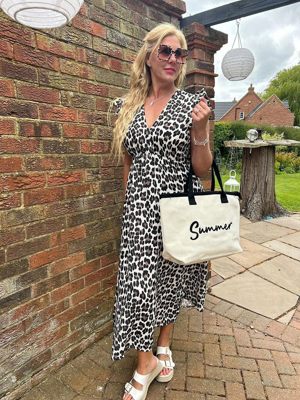 Black Bubble Cotton Leopard Frill Dress Lara