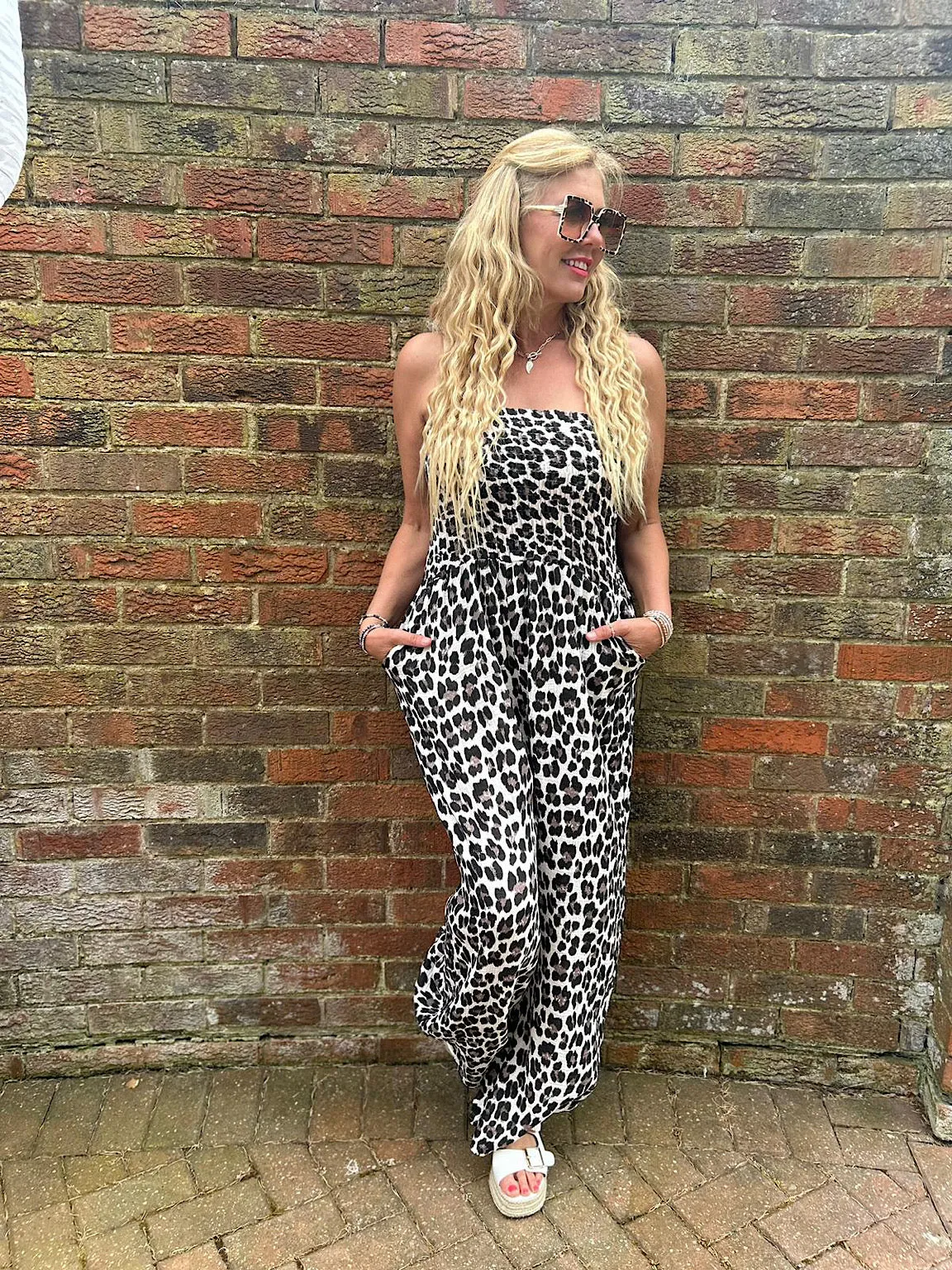 Black Bubble Cotton Leopard Jumpsuit Patsy