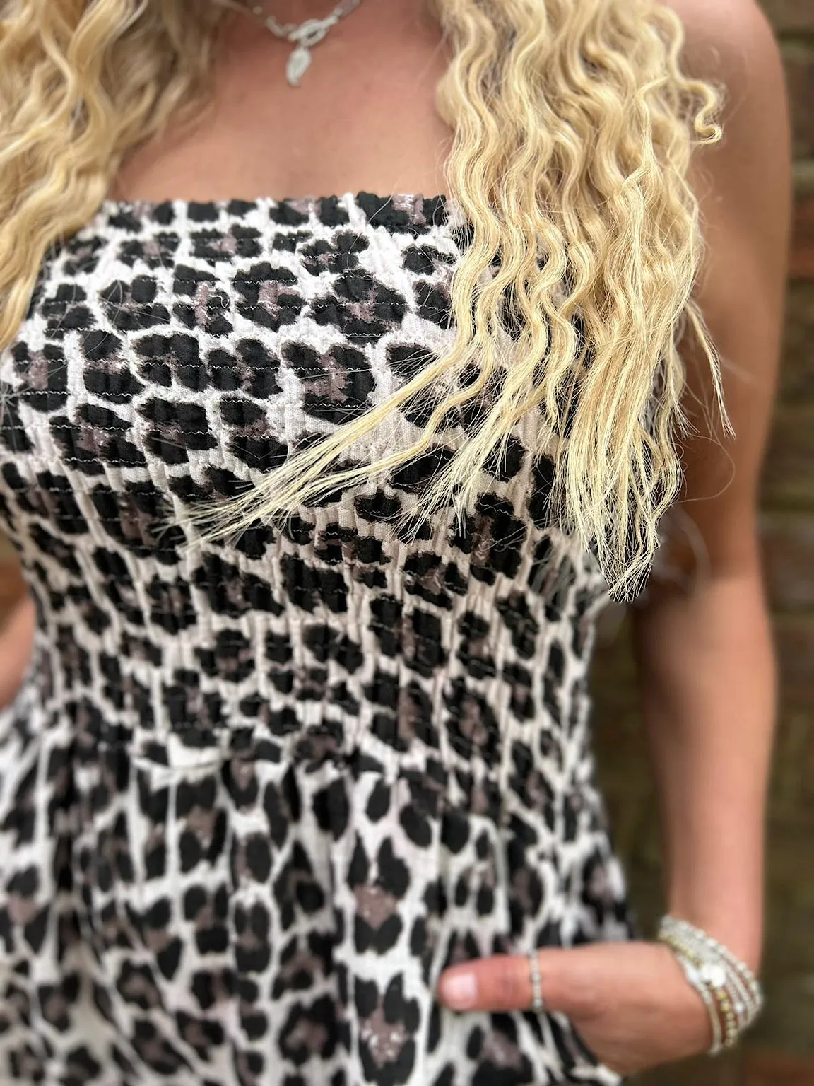 Black Bubble Cotton Leopard Jumpsuit Patsy