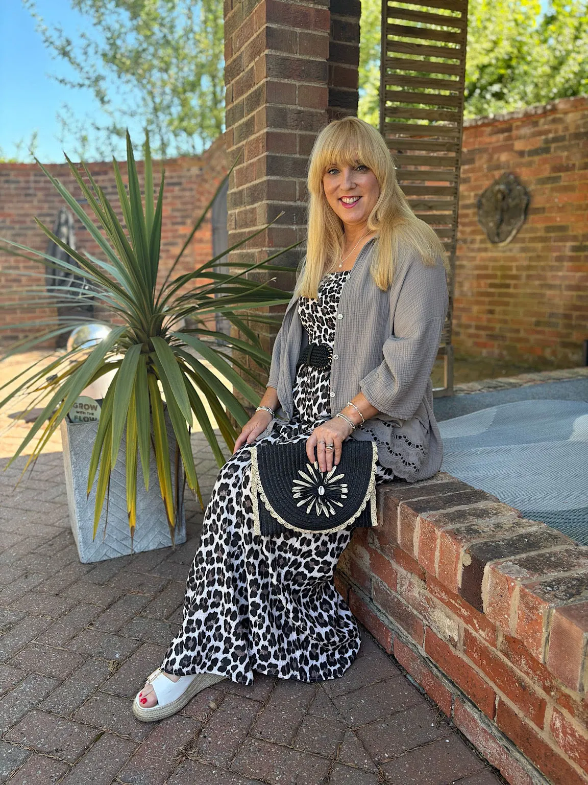 Black Bubble Cotton Leopard Jumpsuit Patsy