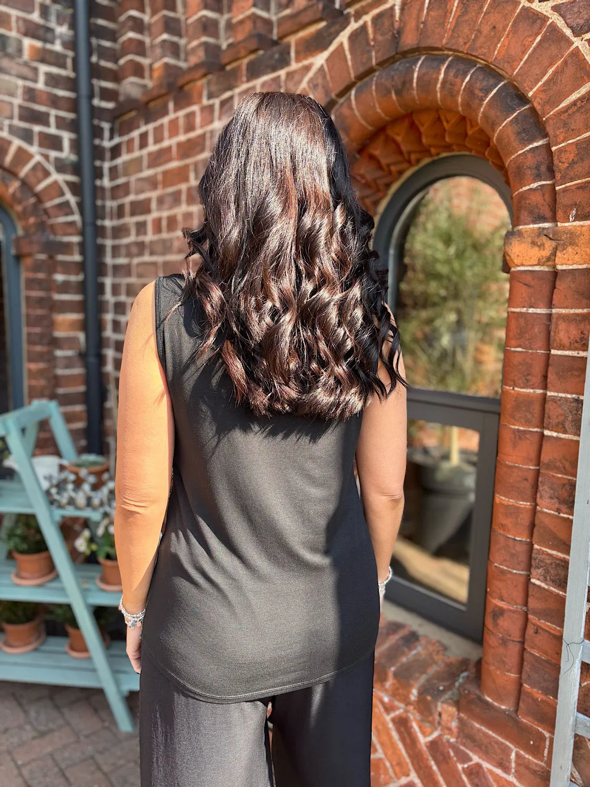 Black Sequin Vest Top Rebecca