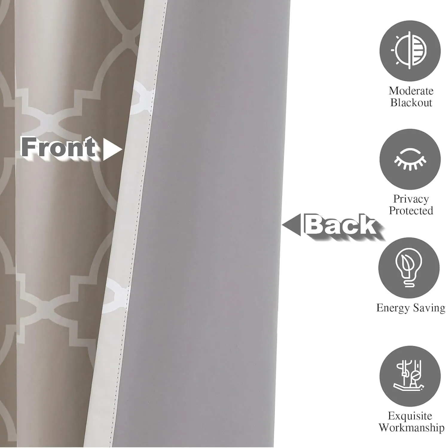 Blackout Curtains 84 Inch Length 2 Panels Set for Living Room, Noise Reducing Window Treatment Thermal Insulated Drapes, Moroccan Style, Beige, W 52xL 84 Inch