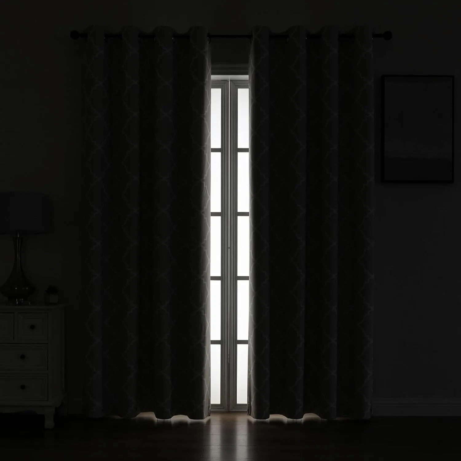 Blackout Curtains 84 Inch Length 2 Panels Set for Living Room, Noise Reducing Window Treatment Thermal Insulated Drapes, Moroccan Style, Beige, W 52xL 84 Inch