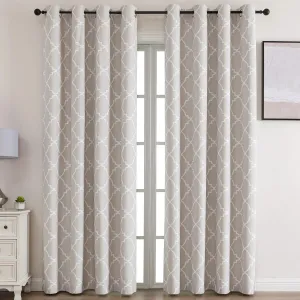 Blackout Curtains 84 Inch Length 2 Panels Set for Living Room, Noise Reducing Window Treatment Thermal Insulated Drapes, Moroccan Style, Beige, W 52xL 84 Inch
