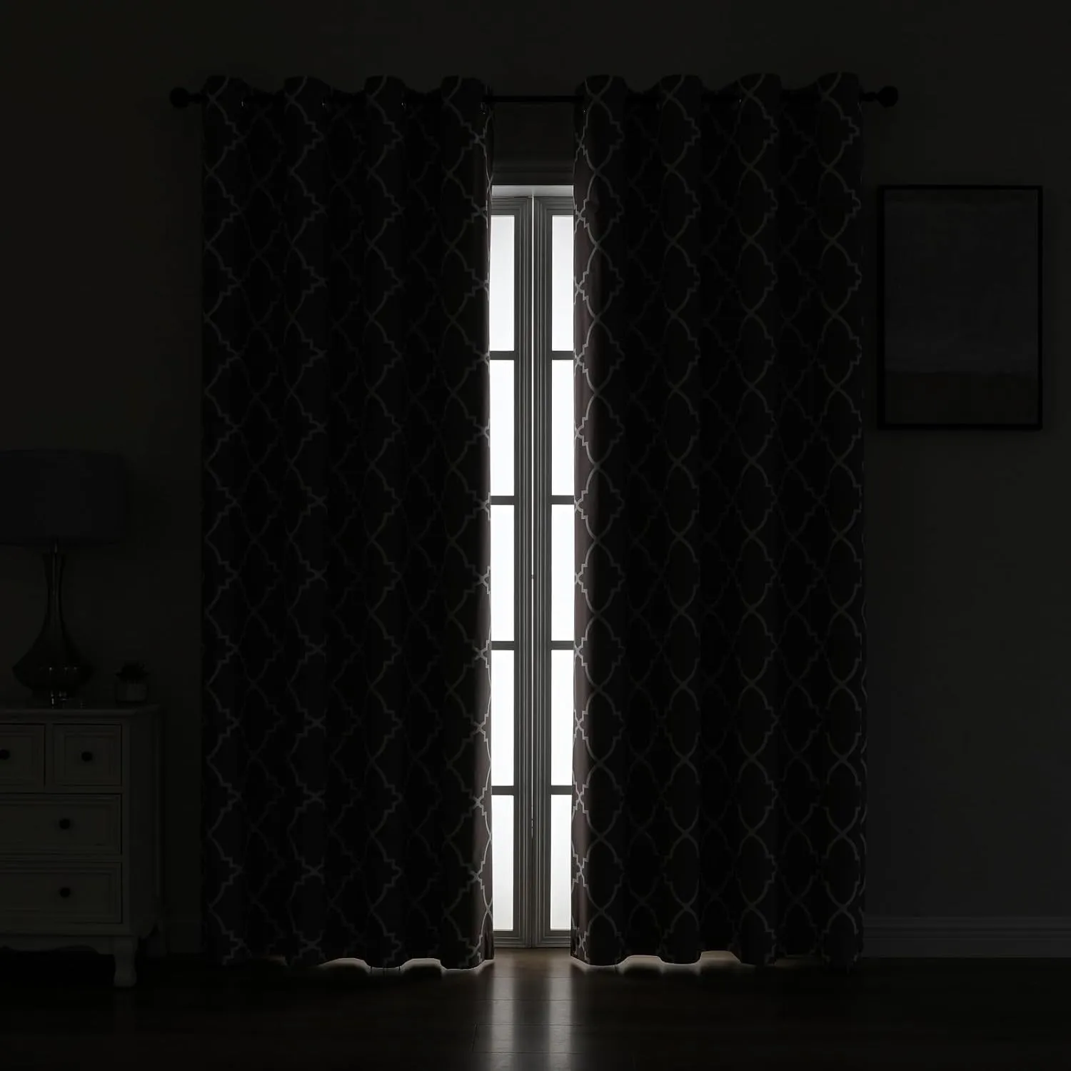 Blackout Curtains 84 Inch Length 2 Panels Set for Living Room, Noise Reducing Window Treatment Thermal Insulated Drapes, Moroccan Style, Coffee, W 52xL 84 Inch