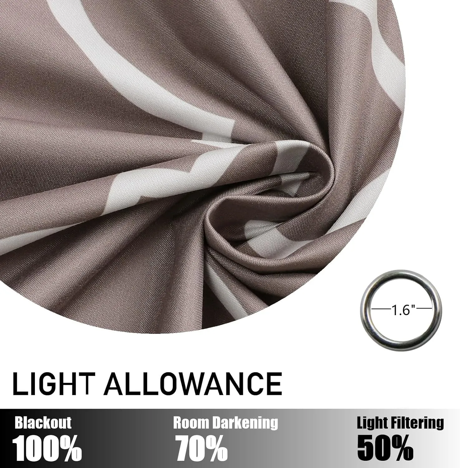 Blackout Curtains 84 Inch Length 2 Panels Set for Living Room, Noise Reducing Window Treatment Thermal Insulated Drapes, Moroccan Style, Coffee, W 52xL 84 Inch