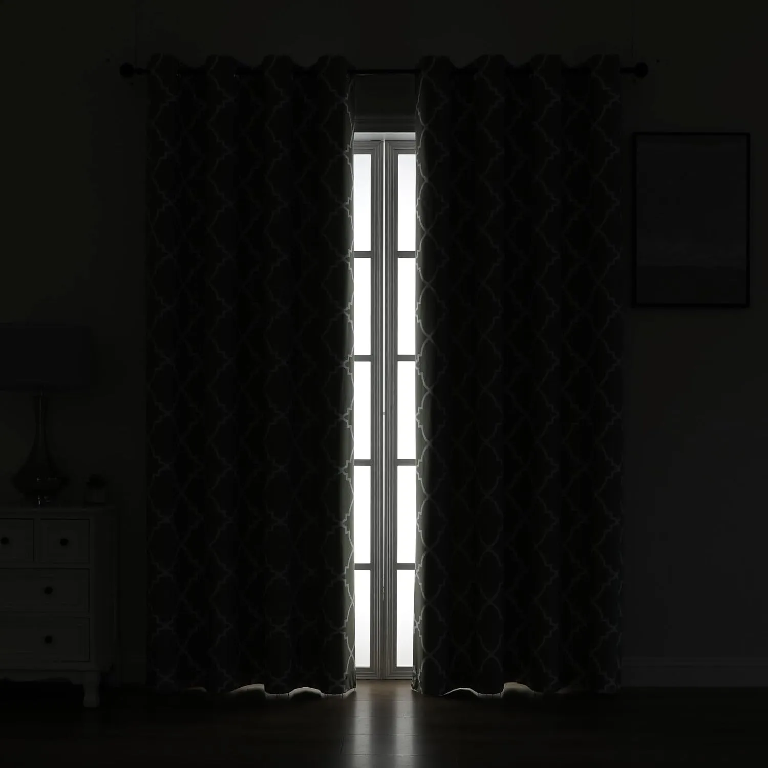 Blackout Curtains 84 Inch Length 2 Panels Set for Living Room, Noise Reducing Window Treatment Thermal Insulated Drapes, Moroccan Style, Teal Green, W 52xL 84 Inch