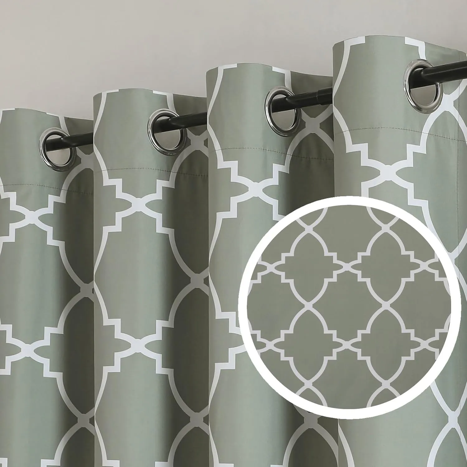 Blackout Curtains 84 Inch Length 2 Panels Set for Living Room, Noise Reducing Window Treatment Thermal Insulated Drapes, Moroccan Style, Teal Green, W 52xL 84 Inch