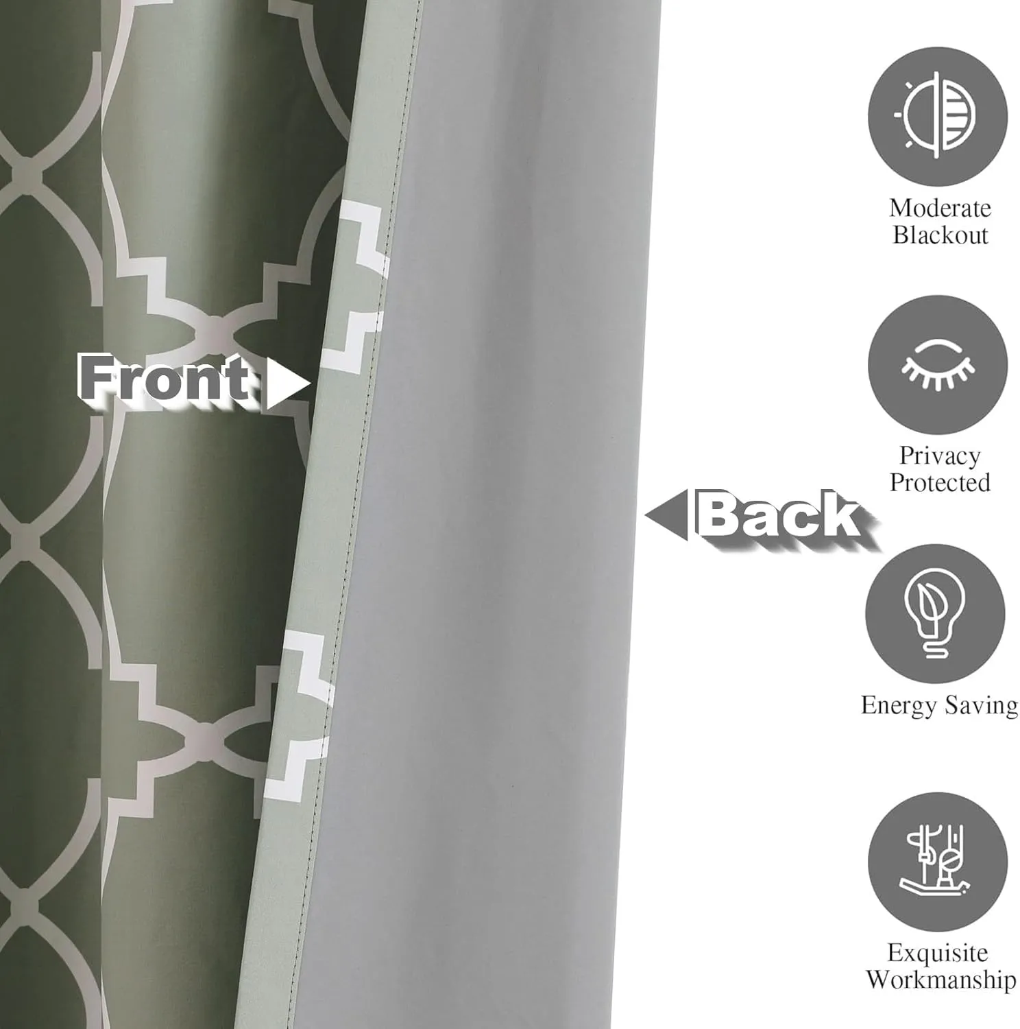 Blackout Curtains 84 Inch Length 2 Panels Set for Living Room, Noise Reducing Window Treatment Thermal Insulated Drapes, Moroccan Style, Teal Green, W 52xL 84 Inch
