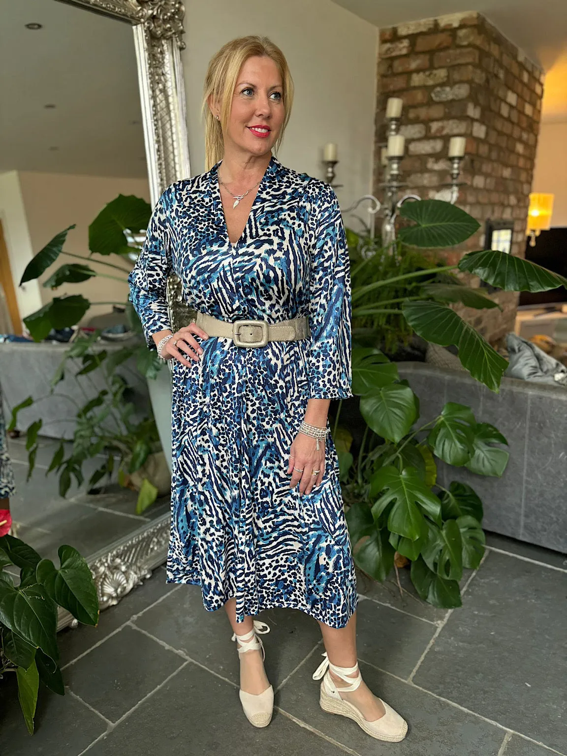 Blue Multi Animal Dress Gloria