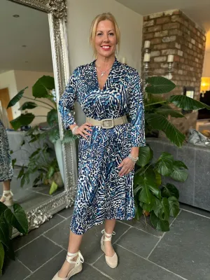 Blue Multi Animal Dress Gloria