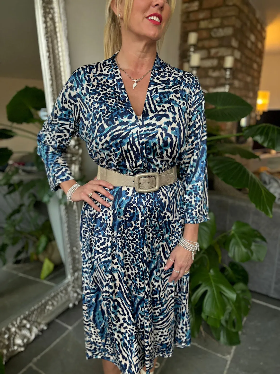 Blue Multi Animal Dress Gloria