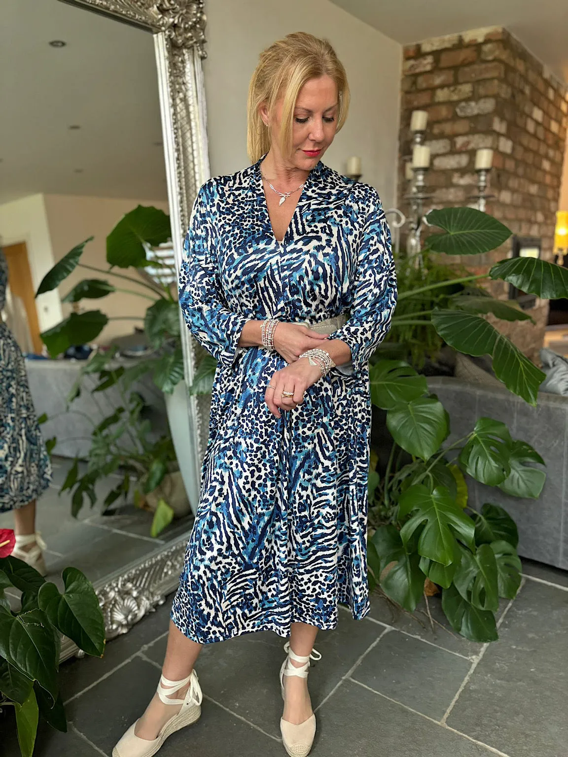 Blue Multi Animal Dress Gloria