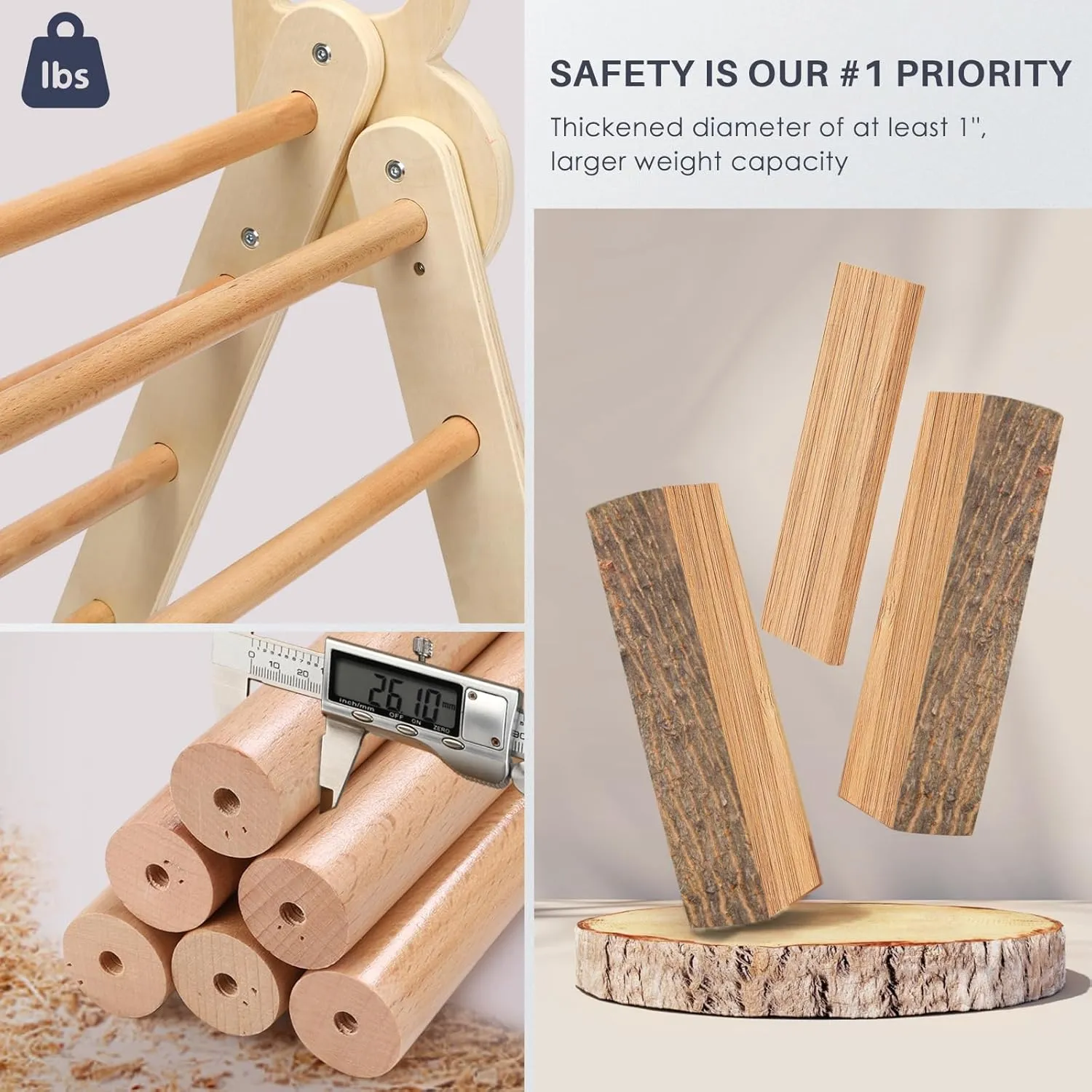BlueWood Pikler Triangle Set, 7-in-1 Foldable Wooden Toddler Climbing Toys Indoor Playground Jungle Gym Montessori Philosophy Climber for 2-6 Years Old, Baby, Kids (Natural)