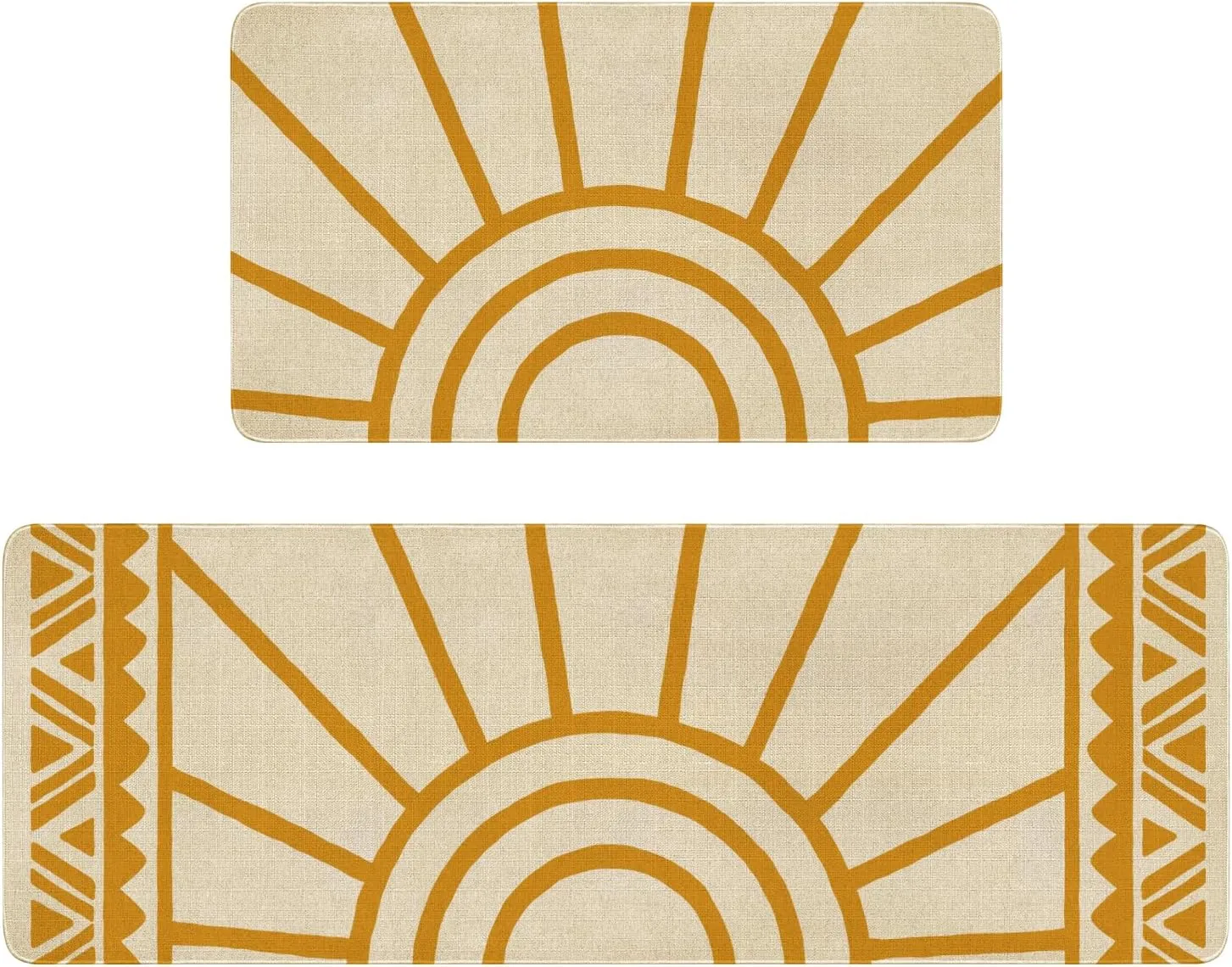 Boho Kitchen Mat Set of 2,Modern Farmhouse Sun Kitchen Rugs and Mats Non Skid Washable,Bohemia Runner Rugs with Rubber Backing for Kitchen Decor Accessories (17"x47" 17"x30")