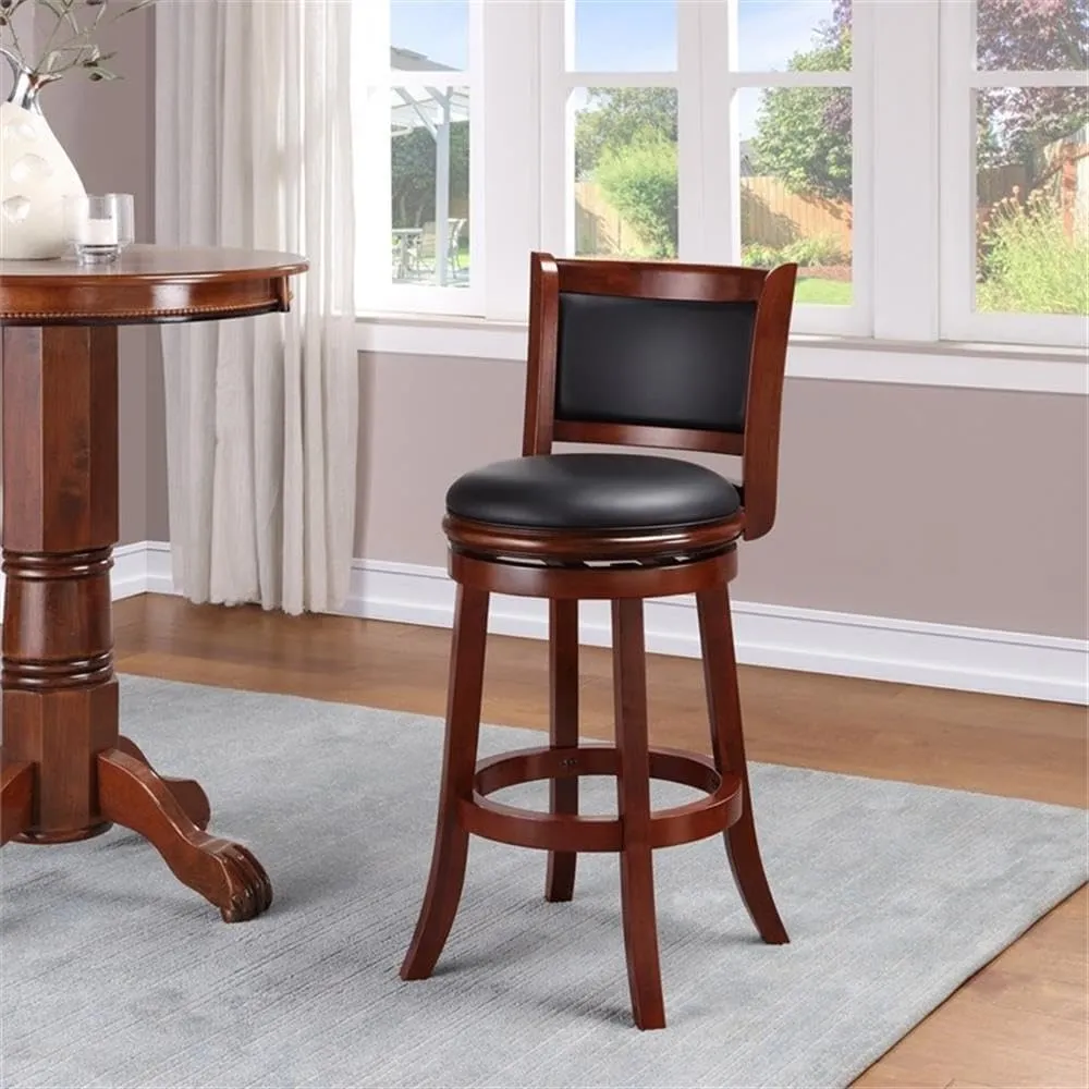 Boraam Augusta Bar Height Swivel Kitchen Bar Stool - Black/Cherry