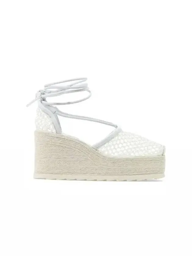 Bottega Veneta Stretch Mesh Espadrille Wedge Heels Optic White