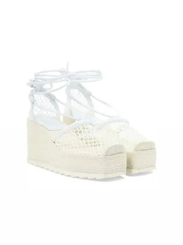 Bottega Veneta Stretch Mesh Espadrille Wedge Heels Optic White