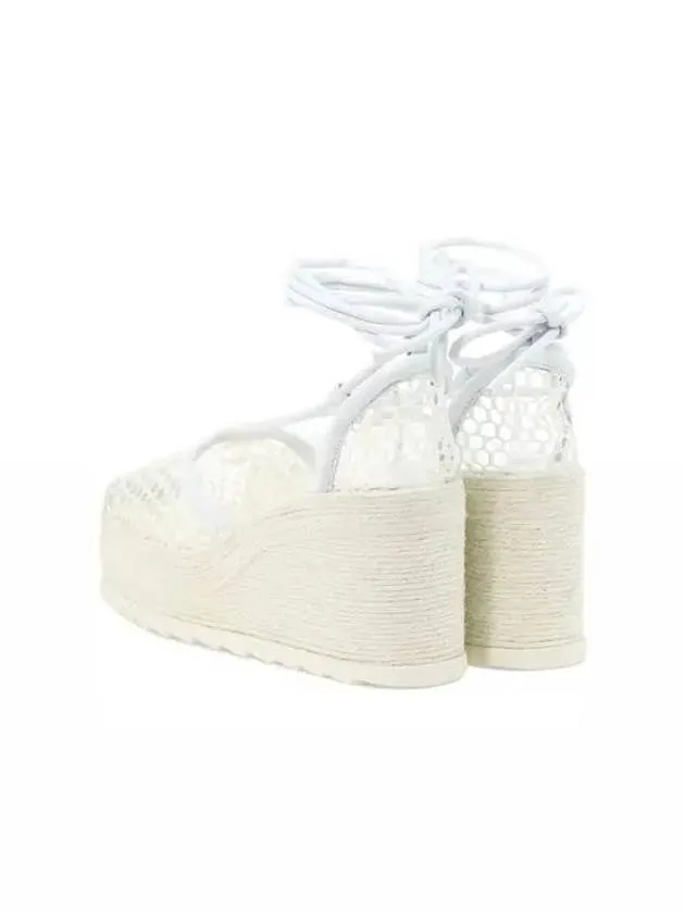 Bottega Veneta Stretch Mesh Espadrille Wedge Heels Optic White
