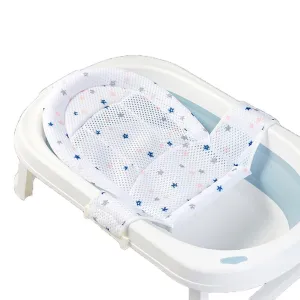 Breathable Mesh Newborn Baby Bath Mat Floating Foam Baby Tub Pillow Adjustable Non-Slip Bath Seat Pad Bath Cushion for Bathtub for 0-18 Months(NO TUB)