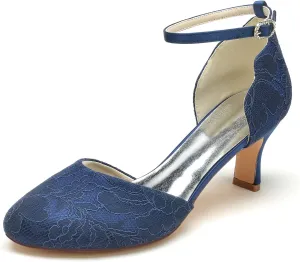 Bridal Shoes for the Bride Wedding Shoes D'Orsay Heels for Women Dress Shoes Satin Lace Round Toe Closed Toe Heeled Sandals High Heels Pumps Sandal