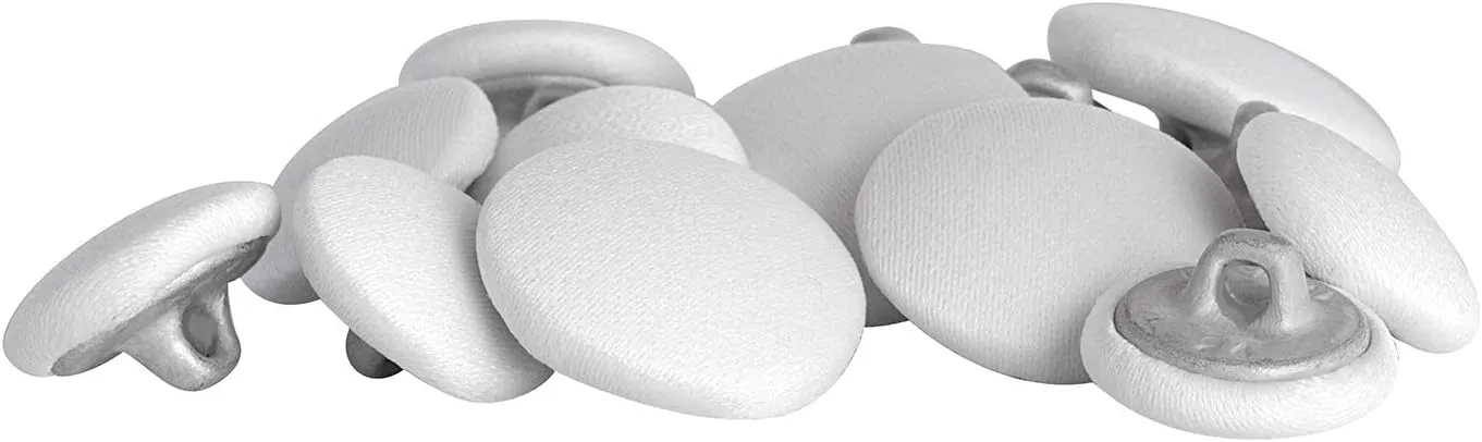 ButtonMode Tuxedo Suit Button 15pc Set (Fits Most Formalwear) Includes 4 Jacket Front Buttons (19mm or 3/4 Inch) and 11 Sleeve and Pant Buttons (15mm or 5/8 Inch), White Satin Smooth, 15-Buttons