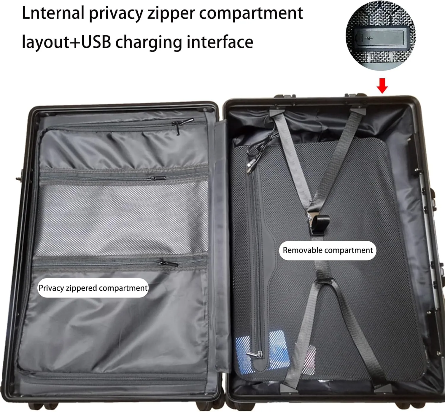 Carbon Fiber Carry-on Luggage TSA Customs Lock Zipperless Silent Rotary Wheel Business Suitcase Aluminum Frame (3K silvery, 20 '')