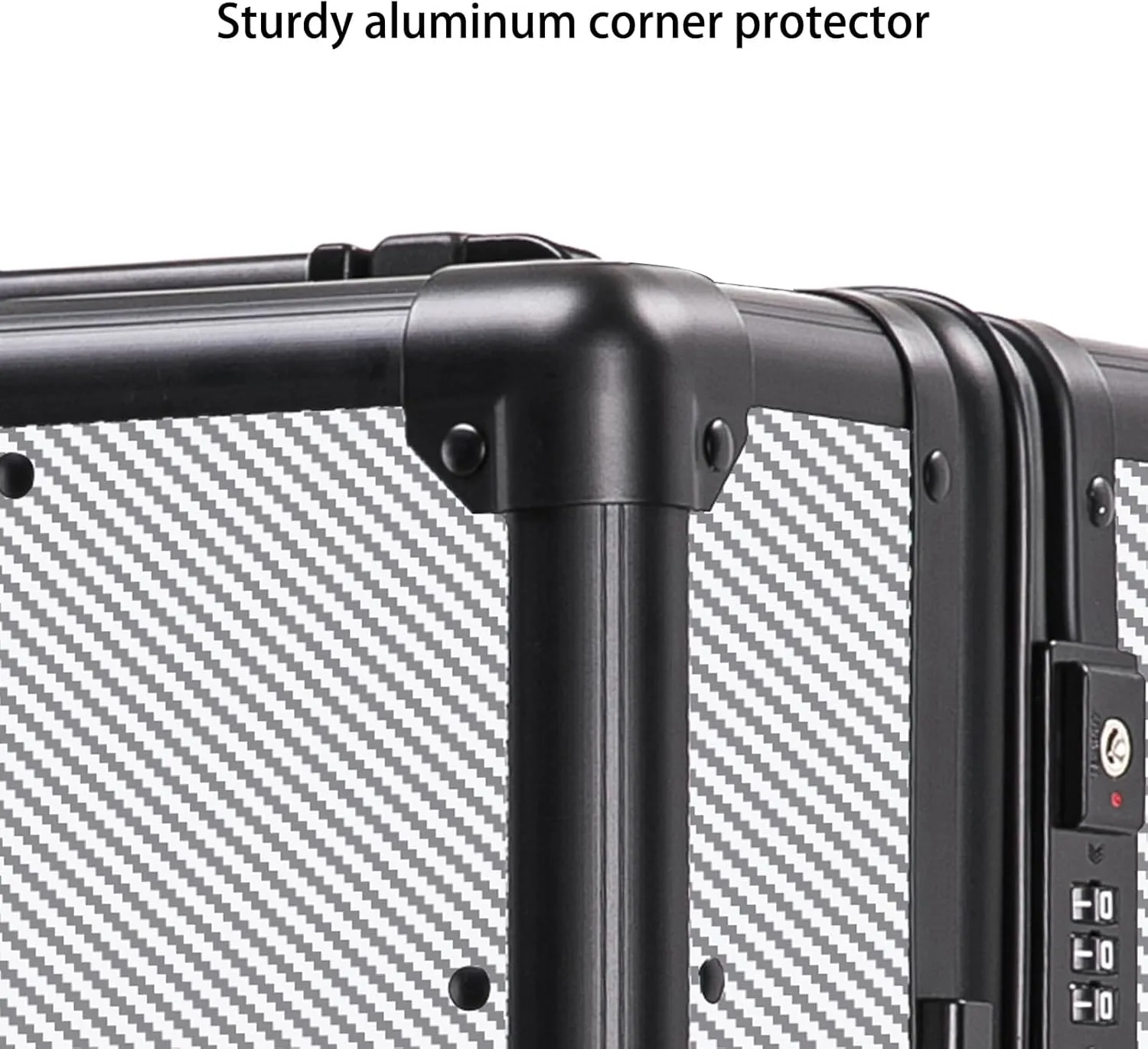 Carbon Fiber Carry-on Luggage TSA Customs Lock Zipperless Silent Rotary Wheel Business Suitcase Aluminum Frame (3K silvery, 20 '')